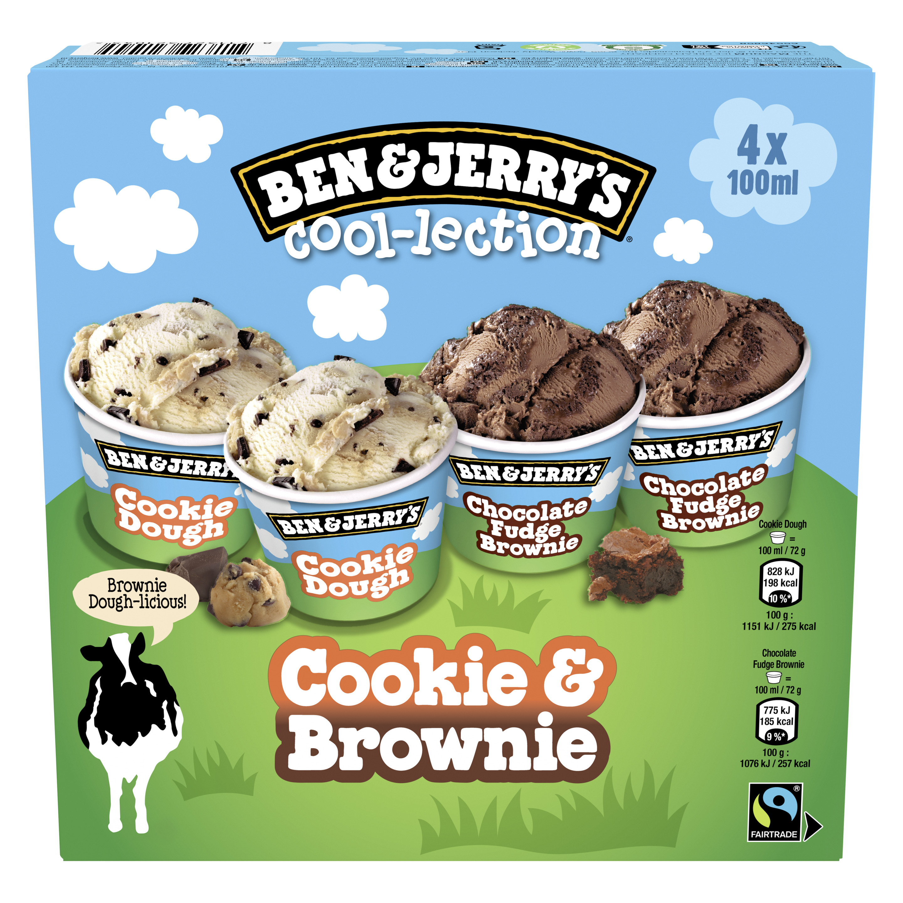 Ben & Jerry's Cookie Brownie Cool-lection Eis Becher 4 x 100 ml